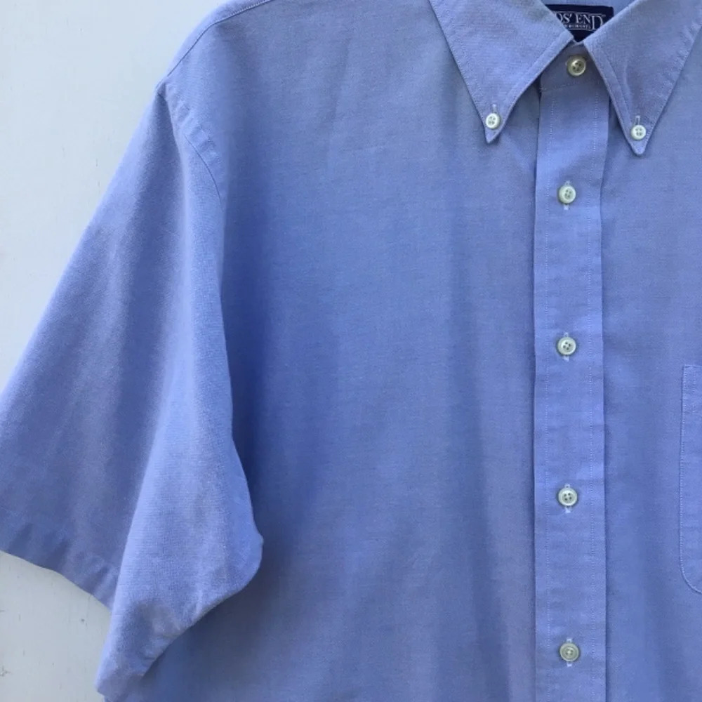Land’s End Direct Merchants baby blue short sleeve shirt. Size17 tall. Orig csf - Picture 3 of 6